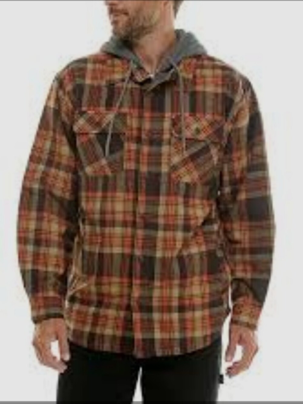 Walnut Creek Men's Brown Plaid Hooded Zip Jacket